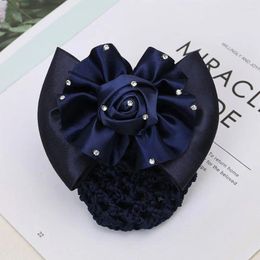 Haarclips mode accessoire doek bloemen hoofdtooi strass Rhinestone mooie meidenbroodjes deksel snood spring clip vrouwen nethouder