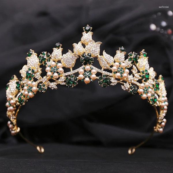 Pinzas para el cabello, corona de novia a la moda, tocado con diamantes de imitación, perlas de cristal, Tiaras de flores, diadema nupcial para vestido de novia, accesorios de joyería