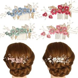 Coix de cheveux Fashion Bridesmaid Jewelry Crystal Crown Sembs Feuilles Tiara Bridal Flower Pin