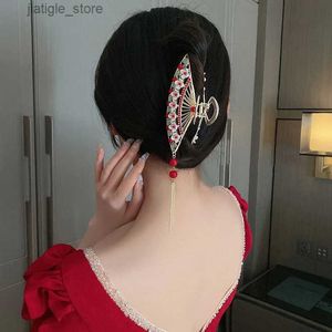 Haarspeldjes Mode Chinese Stijl Hoofddeksels genade Oude Stijl Haar Clip ic Sector Kwastje Paardenstaart Klauw VROUW HAAR CLIP tiara Geschenken Nieuwe Y240329