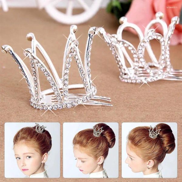 Clips de cheveux Fashion Crystal Rinestone Heart Crown Clip For Girls Children's Peigt Wedding Party Heatwear Accessoires