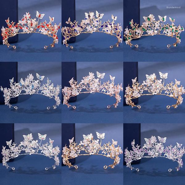 Pinces à cheveux mode cristal strass diadèmes et couronnes accessoires de mariage de mariée papillon femmes tête bijoux diadèmes princesse