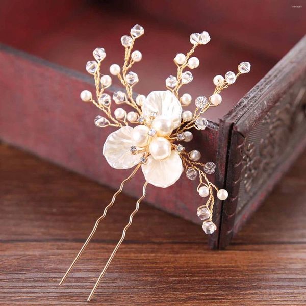 Pinzas para el cabello moda elegante encantadora mujer nupcial boda perla de imitación flor blanca diadema horquilla joyería para