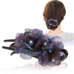Clips de cheveux Fashion Elegant Silk Rose Bridal HairalPin Accessoires pour femmes Retro Luxury Tissu Flower Claw Clip Headwear Mom's Bijoux