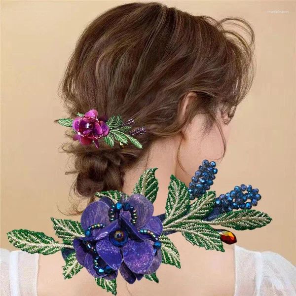 Pinces à cheveux mode fil élégant fleur feuille épingle à cheveux accessoires pour femmes rétro arrière de la tête prêle printemps pince chapeaux diadème