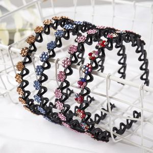 Haarspeldjes Mode Bloem Strass Pony Hoofdband Antislip Elastische Haarbanden Kristallen Band Boog Voor Vrouwen Meisje Accessoires Hoofddeksels