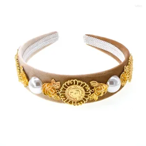 Pinces à cheveux mode fleur dorée couronne de perles baroque rétro bracelet de bal bijoux diadème de mariage accessoires cadeau