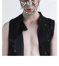 Pinces à cheveux mode masque gothique Cyber Punk visage liquide irrégulier couleur argent unisexe accessoire de bijoux de fête