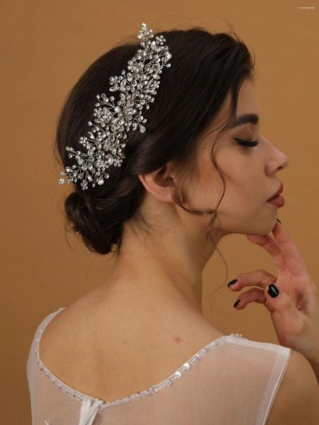 Pinzas para el cabello hechas a mano para mujer, accesorios de tocado de boda de Metal con diamantes de imitación de cristal, peines laterales elegantes para novia