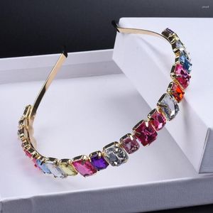 Haarspeldjes Mode Dame Metalen Riem Haarband Barokke Geometrische Kristal Dunne Band Elegante Bruids Bruiloft Kroon Accessoires