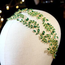 Pinces à cheveux mode perle pliable 2 niveaux feuille cristal diadème accessoires de mariée vert bandeau bijoux pour femmes mariage CZ ornement