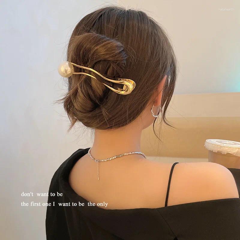 Hair Clips Fashion Pearl Clip Geometric Figure Women's Temperament Curly Ins Simple