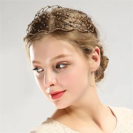 Clips de cabello Fashion Pearl Rhinestone Bande Tuber Ladies Mesh Headband Turban Personalidad Personal Garidad de amigos