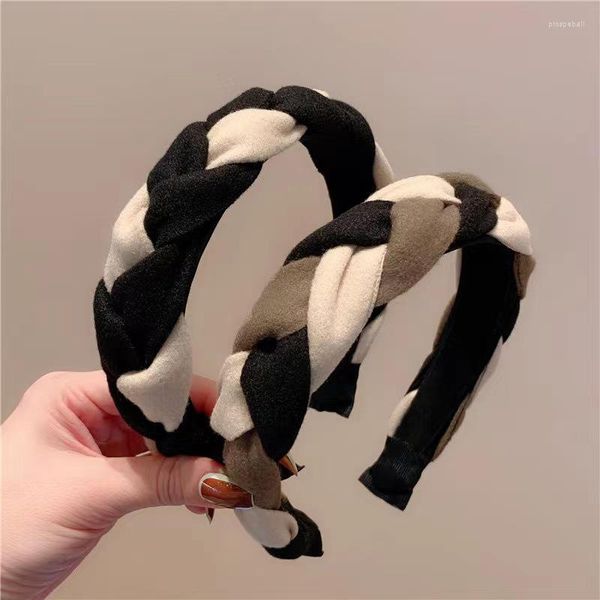 Pinces à cheveux mode bandeau en peluche pour femmes avec accessoires de dents coréen noir et blanc torsades filles coiffure