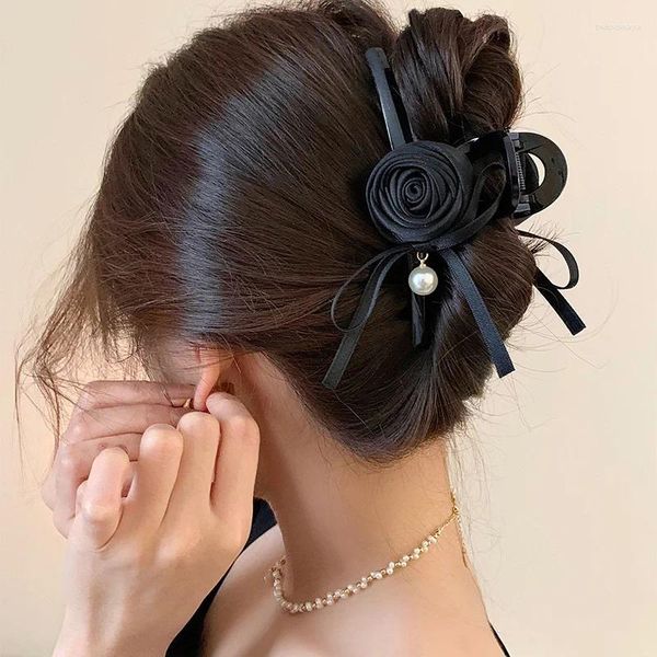 Clips para el cabello, Clip de flores rosas a la moda para mujeres y niñas, horquillas con garra de temperamento elegante, accesorios, regalos