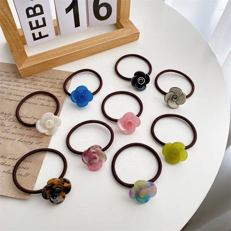Hair Clips Fashion Simple Candy Multi Color Flower Shape Elastic Band Ties Rope Bands Accessories For Women Girls