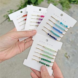 Pinces à cheveux en pierre de cristal, ensemble de perles, faites à la main, élégantes, multicolores, quartz, Agates, épingles à cheveux, bijoux pour femmes, vente en gros