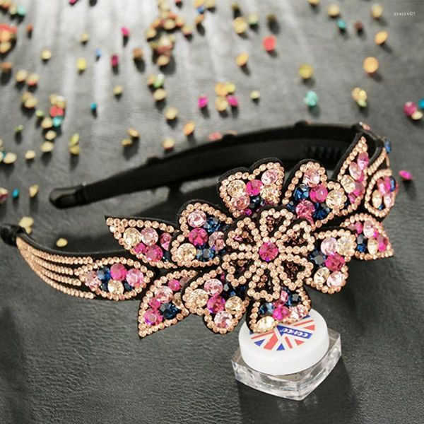 Pinzas para el cabello moda dulce gran flor cabeza desgaste diadema de lujo para mujeres Rhinestone antideslizante frontera chica horquilla accesorios de lujo regalo