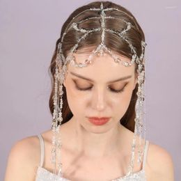 Pinces à cheveux mode perles de cristal transparentes bandeau femmes gland strass bandeau accessoires bijoux de mariée diadème coiffure