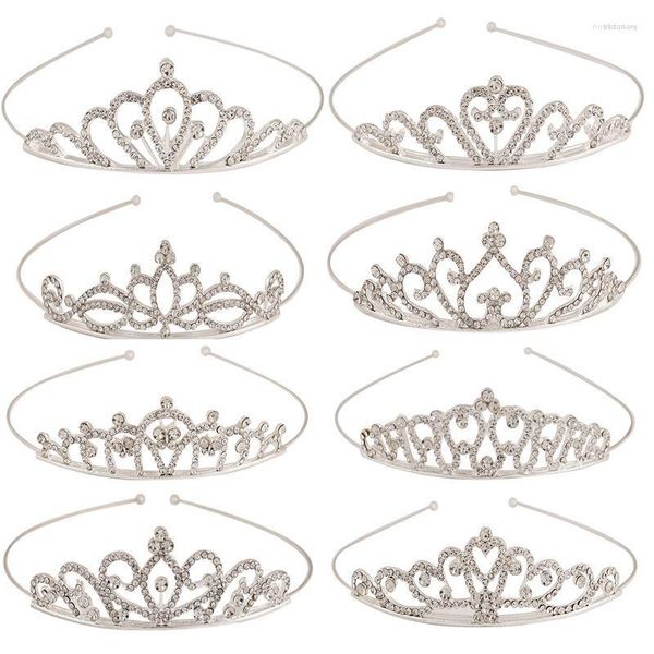 Pinzas para el cabello, accesorios de baile de boda a la moda, corona para niños, tocados delicados con diamantes de imitación para cumpleaños de niña, venta al por mayor