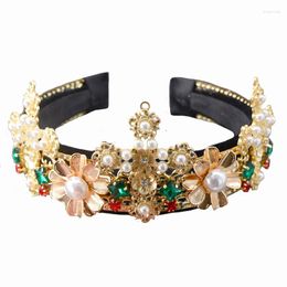 Pinces à cheveux mode femmes accessoires de mariage charme de luxe baroque rétro paillettes large couronne diadème bandes cristal bandeau bijoux