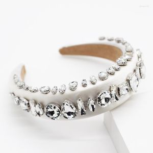 Haarclips Modieuze witte dunne spons lente en zomerhoofdband dames mode Rhinestone super flash catwalk 796