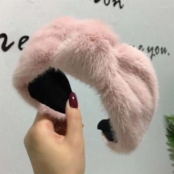 Pinzas para el cabello para mujer, banda para la cabeza de piel sintética, tocados con nudo, accesorios de invierno, diademas con bisel a la moda