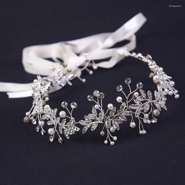 Pinces à cheveux en fausse perle, bandeau de mariée élégant, fleur en strass avec nœud pour femmes, mariée de mariage