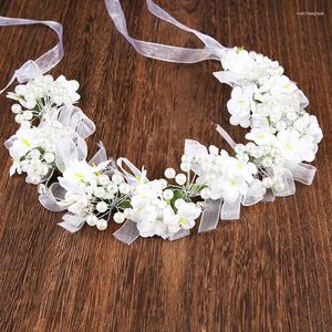 Haarclips Bloemen Parellint Haarband Met Bruiloft Bruidsaccessoires Temperament Hoofdbanden Marrige Party Krans Garland Sieraden