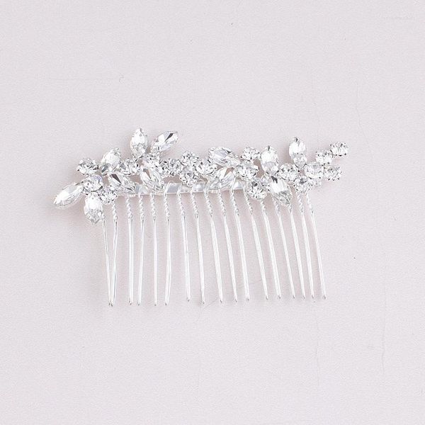 Pinzas para el cabello Floralbride Art Deco, diamantes de imitación transparentes, cristales, hoja, peine de boda, accesorios nupciales, joyería para mujer