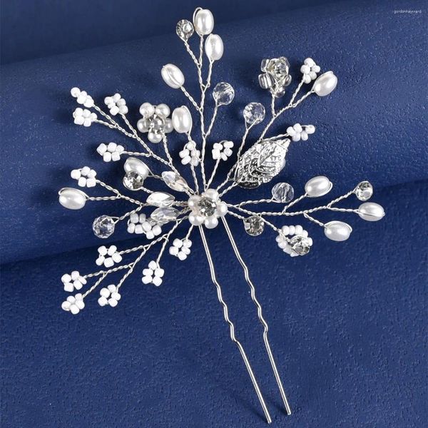Pinzas para el cabello Floralbride hechas a mano, aleación de diamantes de imitación de cristal, conjunto de Pin nupcial, pegatina de boda, Clip, accesorios para damas de honor