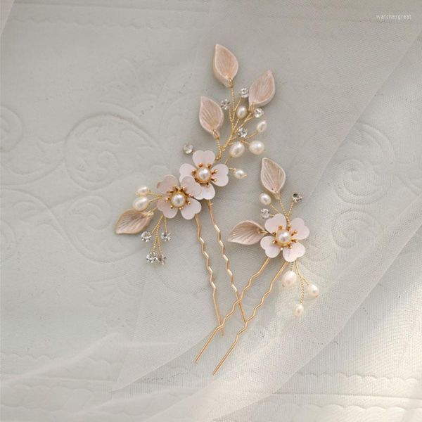 Pinces à cheveux Floralbride fleur à la main strass perles d'eau douce épingle de mariée autocollant de mariage femmes bijoux accessoires
