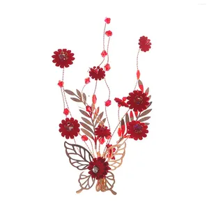 Barrettes à cheveux en forme de fleur rouge, épingles à cheveux faites à la main, Design papillon, pour décoration de tête de fête de Festival