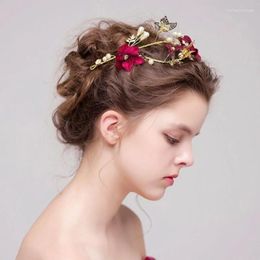 Pinces à cheveux fleur papillon bandeau bandeau couleur rouge pour les femmes fête bal de mariée accessoires de mariage bijoux cadeau