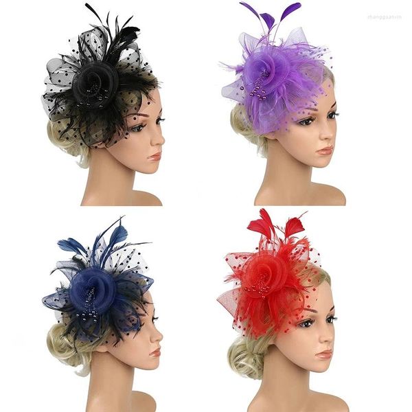 Pinces à cheveux fleur plume épingles coiffure fête de mariage mariée femmes fascinateurs pince dames accessoire bandeau