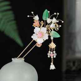 Pinzas para el cabello, tocados de flores, palos en forma de U, tenedores, horquillas con borlas y joyería de estilo chino para niñas, tocado de perlas