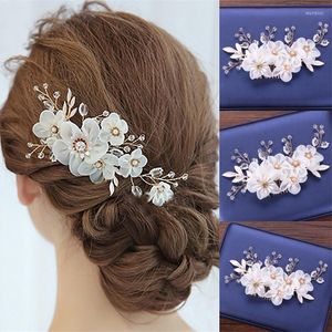 Hair Clips Flower Leaf Crystal Pearl Comb Clip Haarspeld hoofdband Tiara voor vrouwen bruid bruidsaccessoires sieraden