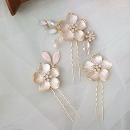 Pinces à cheveux épingles à fleurs perles d'opale pièces de tête épingles à cheveux pour mariée demoiselles d'honneur femmes coiffure bijoux de mariée accessoires de mariage