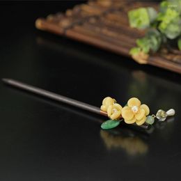 Horquillas para el pelo para mujer, horquillas de decoración de Hanfu chino de sándalo, palillos tradicionales, joyería para tocado