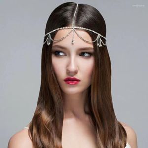 Pinces à cheveux front chaîne chapeaux bijoux pour femmes casque cristal strass tête accessoires de mariée