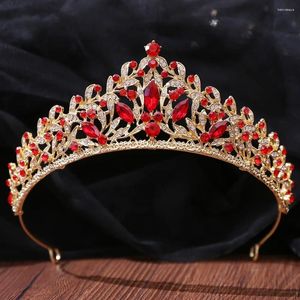 Pinces à cheveux couronne de forêt en cristal rouge, bijoux de coiffure de mariée, cadeau pour adulte de 18 ans, couvre-chef fin fait à la main