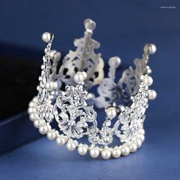 Haarclips voorzaken Pearl Rhinestone Little Kids Tiaras en Crown Headpiece Jewelry Girls Diadeem bruiloft Verjaardagsfeestje accessoires