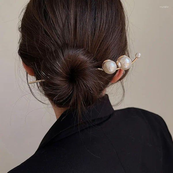 Pinzas para el cabello para mujer francesa, horquilla con perlas de sentido avanzado Ins, accesorios sencillos y modernos para el temperamento