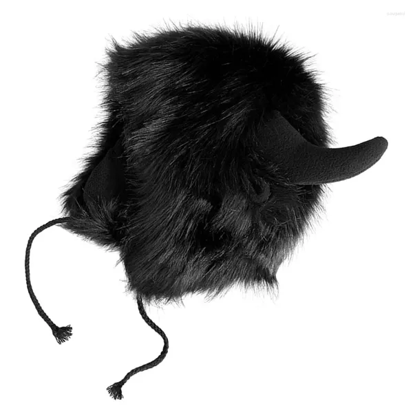 Pinces à cheveux chapeau drôle corne de bœuf en peluche chaud hiver Cosplay