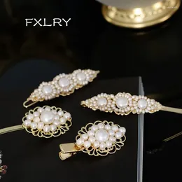 Pinces à cheveux FXLRY originales faites à la main avec perles naturelles, simples et à la mode, coiffure à frange