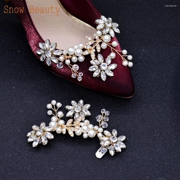 Pinces à cheveux G32, chaussures brillantes, accessoires décoratifs de mariage, talon haut, boucle à breloques, perles, décoration de chaussures de mariée, strass