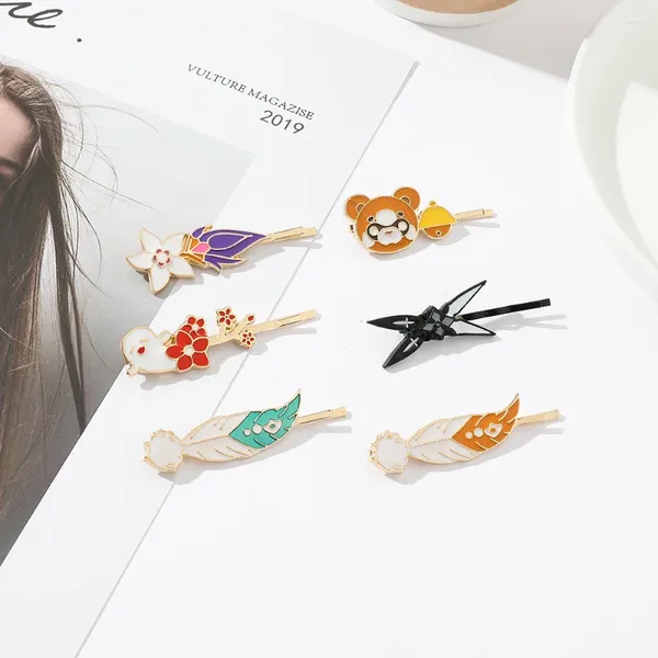 Clips de cheveux genshin Impact mignon métal hutao keqing pixes xiangling pour filles accessoires cosplay bijoux gibier fans cadeaux