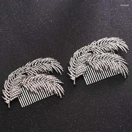 Haar Clips GETNOIVAS 1 st Zilver Kleur Strass Blad Kam Tiara De Noiva Hoofddeksel Sieraden Vrouwen Bruiloft Accessoires SL