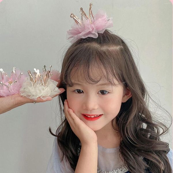 Clips de cheveux Girl's Kawaii Clip Crown Princess Tiara Hairpin Fairy Crystal Barrettes Mariage Party Charm Cadeaux Bijoux pour fille