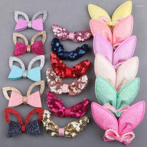 Hair Clips Girl Sieraden Diy Glitter lint stof knoop boog patch sticker fit hoofdband hoofdenkleding clip kleding ornament decoratie 20 stks